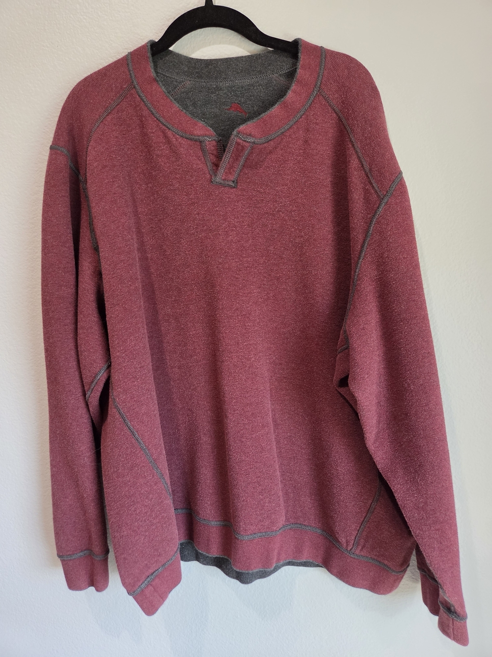 Tommy Bahama Reversible Men' Sweater Size Large Burgandy And Grey